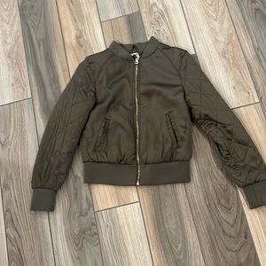 Army green silky bomber jacket. Gently worn.